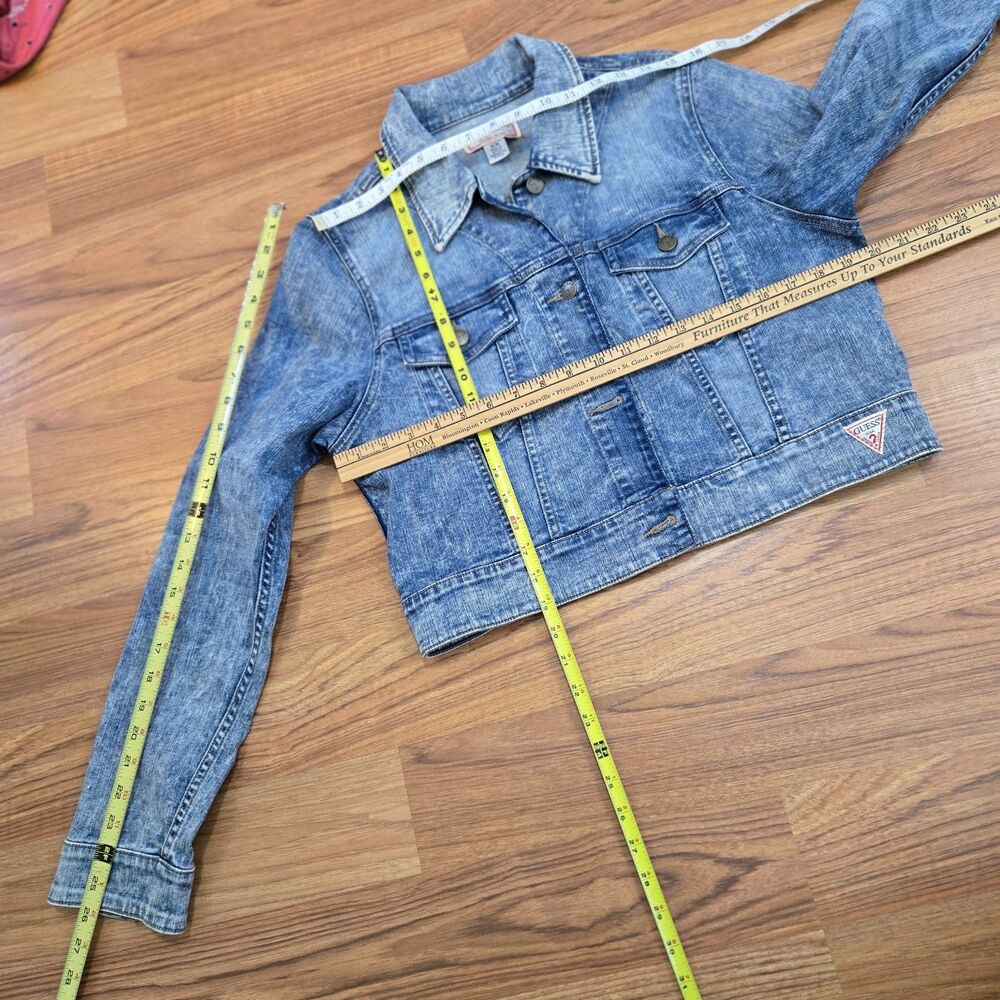 Vintage 80s Guess Jeans Acid Wash Denim Trucker Jacket Womens M Grunge country - Picture 10 of 10